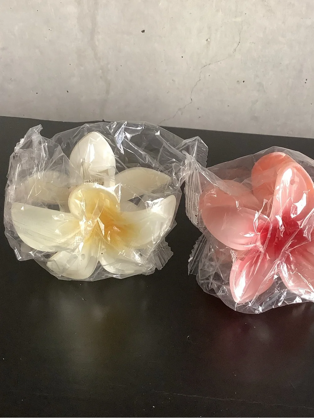 Set of 3 Large Tropical Flower Claw Clips Pink Blue Ivory
